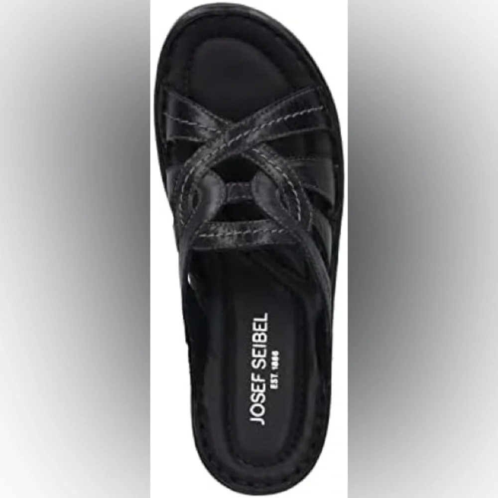 Josef Seibel Catalonia Black Sandals Size9-9.5 (EU 40)